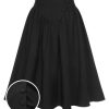 Clothing Retro Stage | 1950S Solid Buttoned Skirt Black