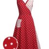 Clothing Retro Stage | 1950S Polka Dot Pocket Swing Dress Red