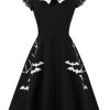 Clothing Retro Stage | [Plus Size] 1950S Bat Swing Dress Black