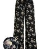 Clothing Retro Stage | 1960S Antique Floral Wide-Leg Pants Black