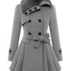 Clothing Retro Stage | Christmas Fur Collar Waisted Woolen Coat