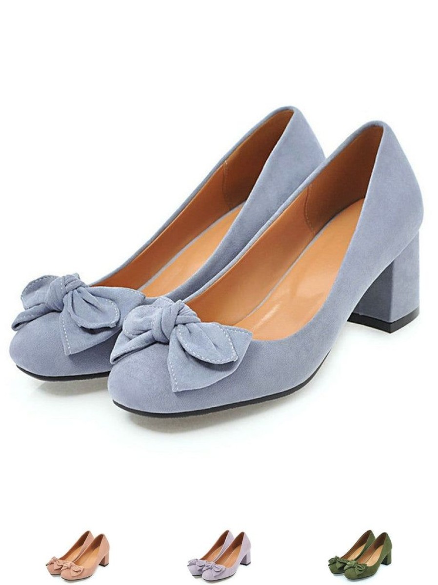 Shoes Retro Stage | Solid Colored Bow-Knot Wedge Shoes