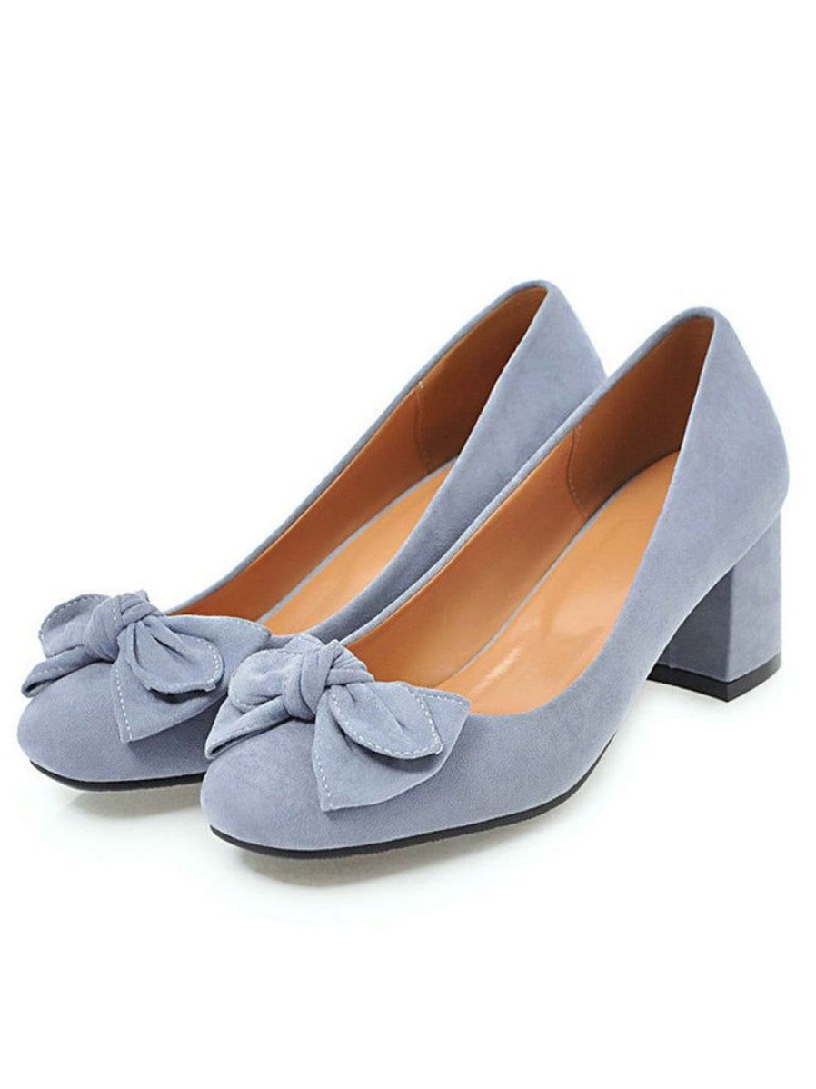 Shoes Retro Stage | Solid Colored Bow-Knot Wedge Shoes