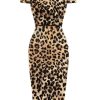 Clothing Retro Stage | 1960S Off-Shoulder Pencil Dress Leopard