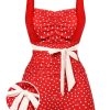 Clothing Retro Stage | 1930S Polka Dot One-Piece Swimsuit Red