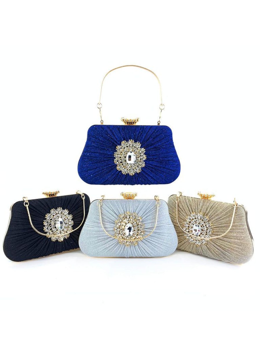 Accessories Retro Stage | Vintage Pleated Crafted Rhinestone Bag