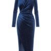 Clothing Retro Stage | 1960S Solid Glitter Velvet Slit Pencil Dress