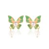 Accessories Retro Stage | Green Butterfly Pearl Earrings