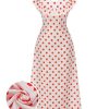 Clothing Retro Stage | 1930S Polka Dot Sleeveless Dress White