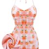 Clothing Retro Stage | 1940S Peach Plaid Halter Swimsuit Pink