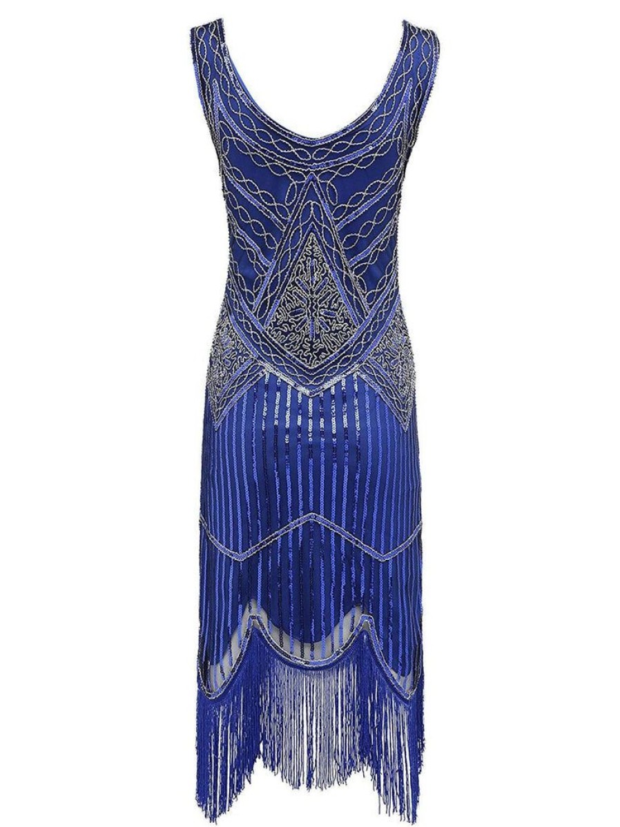 Clothing Retro Stage | [Clearance] 1920S Sequin Gatsby Dress Blue