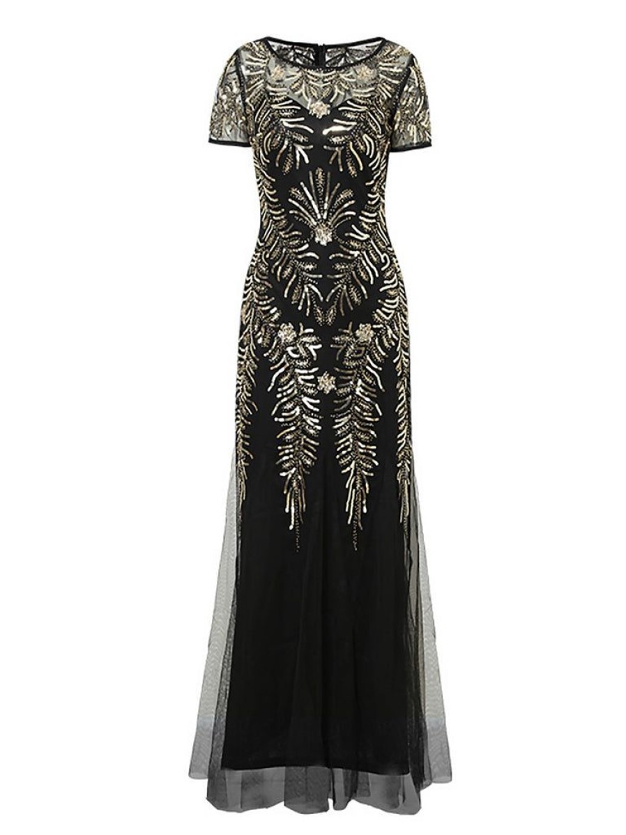 Clothing Retro Stage | 1920S Sequins Beading Mesh Formal Dress