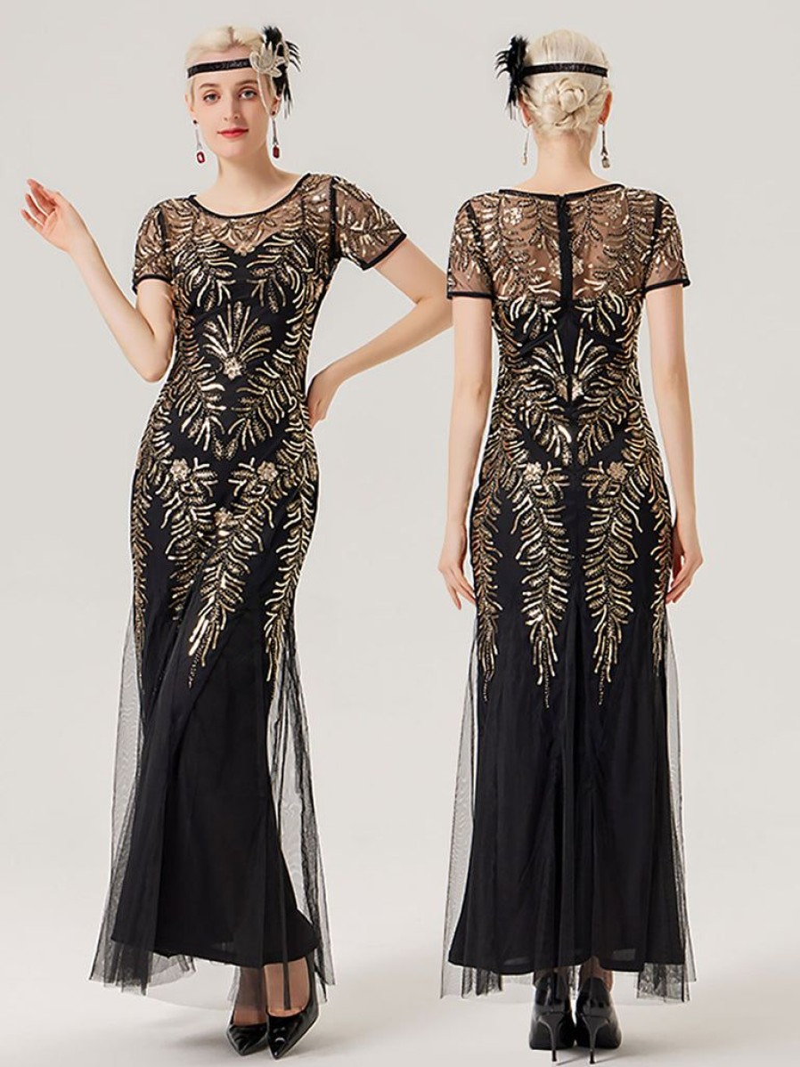 Clothing Retro Stage | 1920S Sequins Beading Mesh Formal Dress