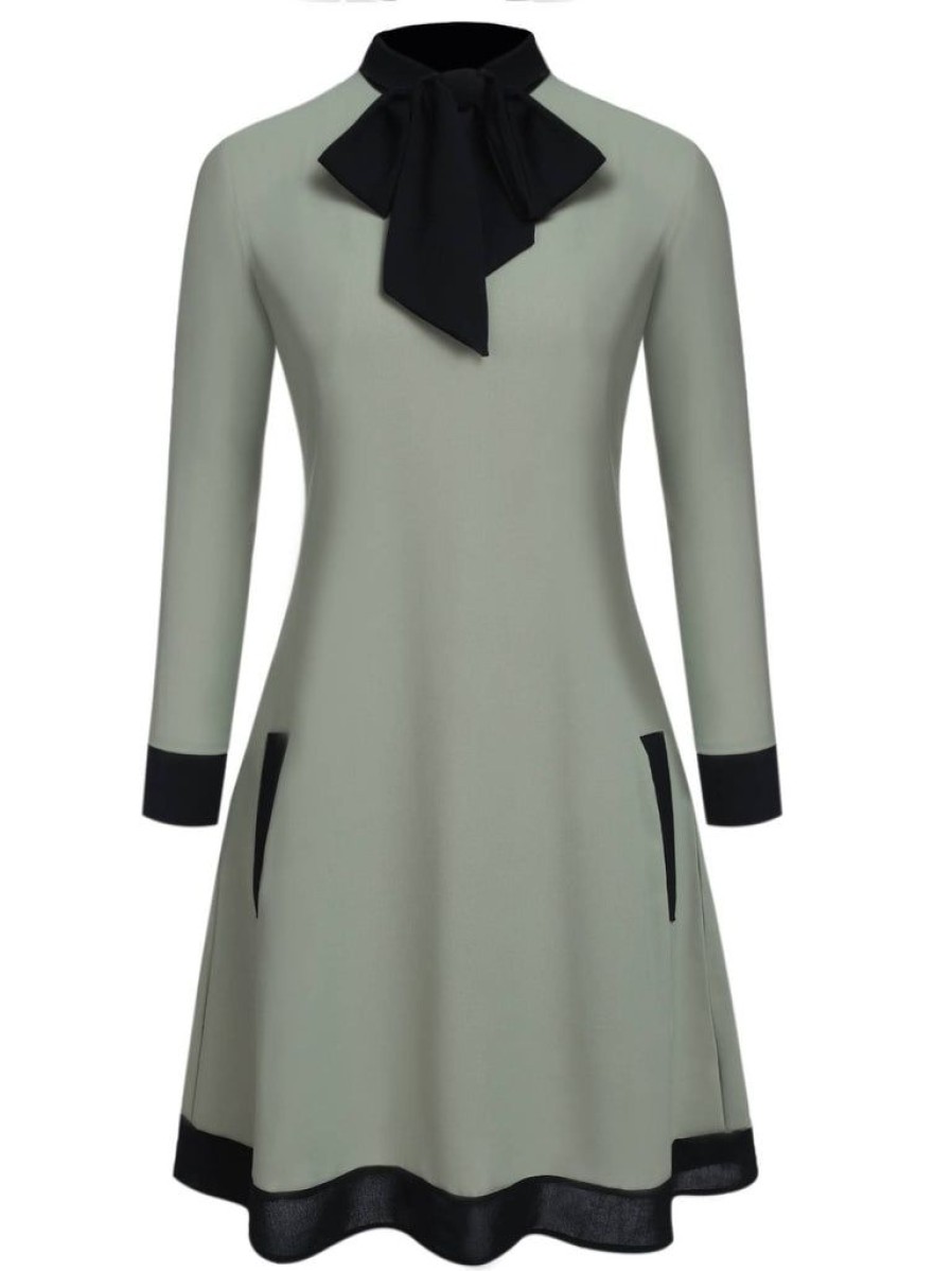 Clothing Retro Stage | 1940S Queen'S Gambit Inspired Dress Green