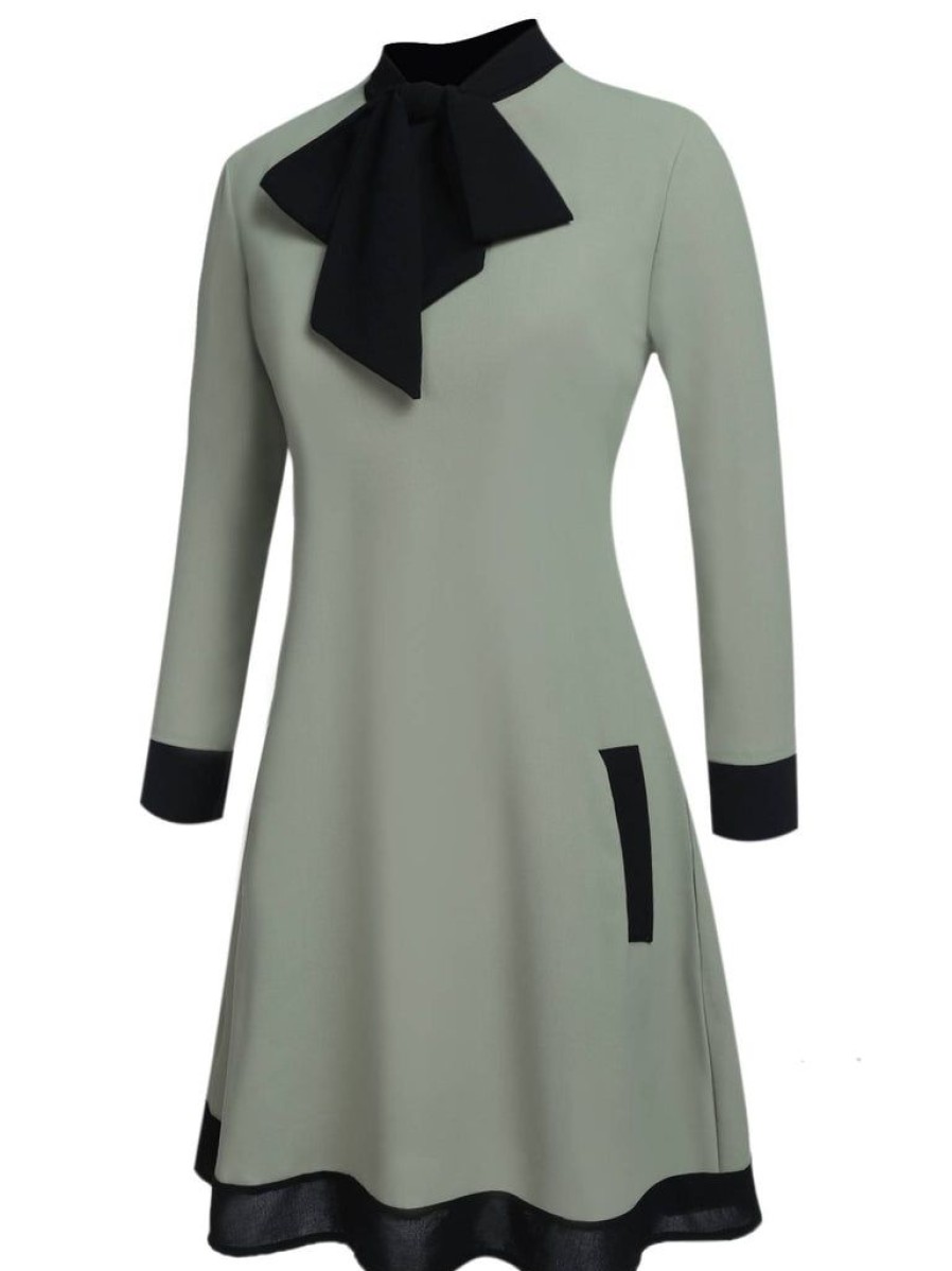 Clothing Retro Stage | 1940S Queen'S Gambit Inspired Dress Green