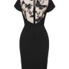 Clothing Retro Stage | 1960S Butterfly Backless Pencil Dress Black