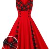 Clothing Retro Stage | 1950S Plaid V-Neck Dress