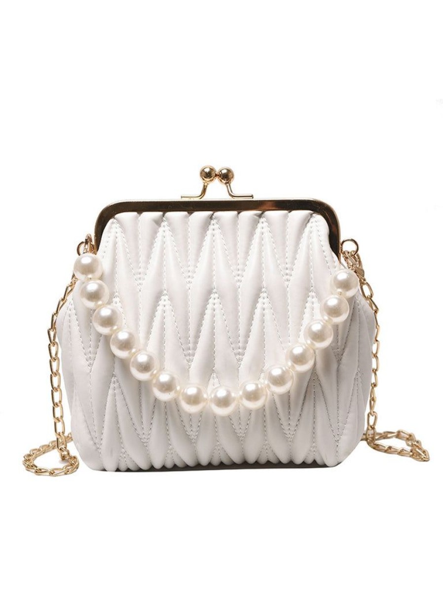 Accessories Retro Stage | Retro Pearl Chain Solid Frame Bag