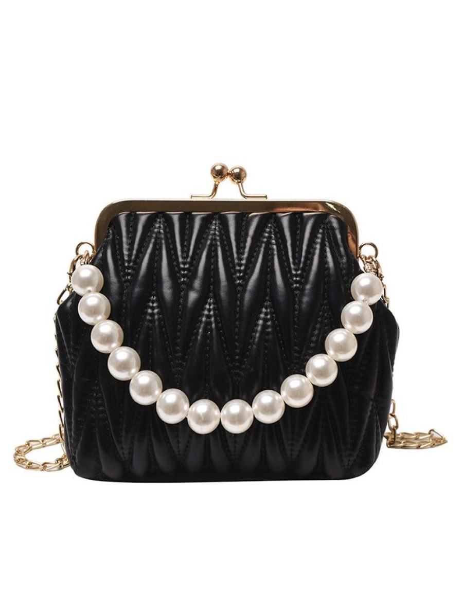 Accessories Retro Stage | Retro Pearl Chain Solid Frame Bag