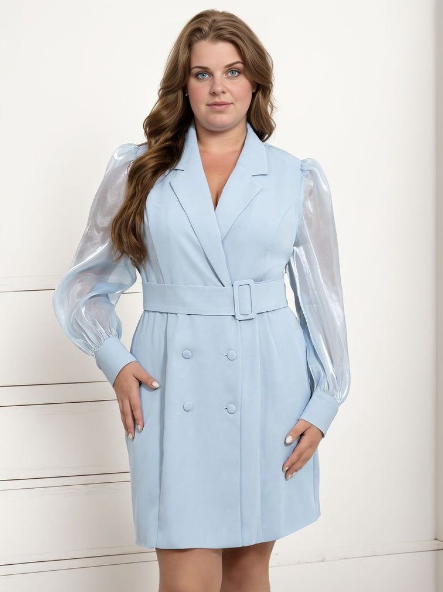 Clothing Retro Stage | [Plus Size] 1960S Mesh Lapel Suit Dress