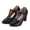 Shoes Retro Stage | Retro T-Strap Chunky Heels Shoes Black