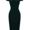 Clothing Retro Stage | 1960S Off Shoulder Velvet Bodycon Vintage Dress