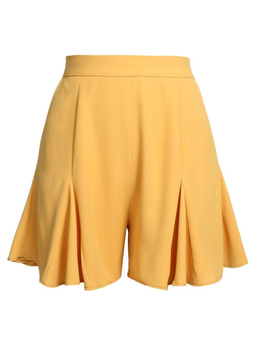 Clothing Retro Stage | 1950S Ruffled Pockets Shorts Yellow