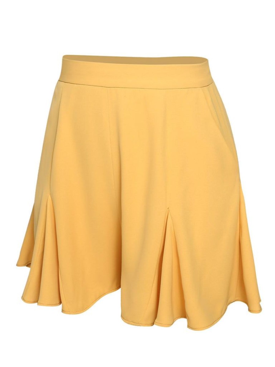 Clothing Retro Stage | 1950S Ruffled Pockets Shorts Yellow