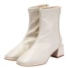 Shoes Retro Stage | Vintage Leather Square Toe Heeled Boots White