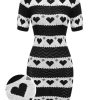 Clothing Retro Stage | 1960S Contrasting Heart Knitting Dress Black