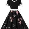 Clothing Retro Stage | 1950S Floral Patchwork Swing Dress