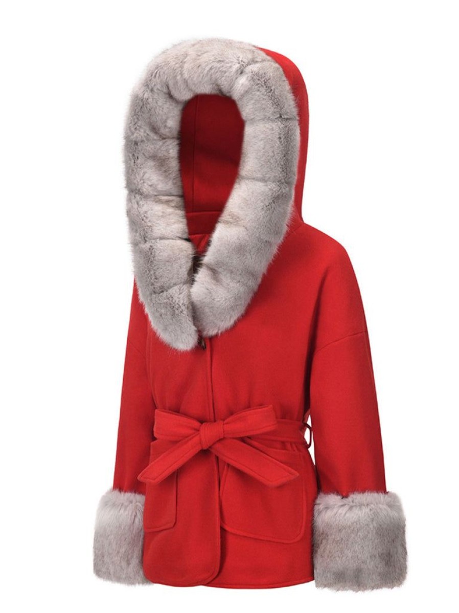 Clothing Retro Stage | 1960S Furry Solid Hooded Thickened Cotton Coat