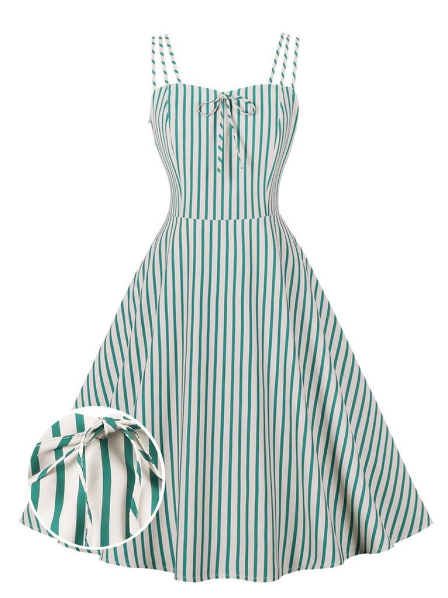 Clothing Retro Stage | 1950S Suspender Square Neck Back Wrap Dress