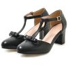 Shoes Retro Stage | Retro Bow T-Strap Chunky Heels Shoes