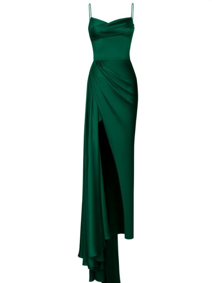 Clothing Retro Stage | 1930S Spaghetti Strap Solid Long Slit Dress