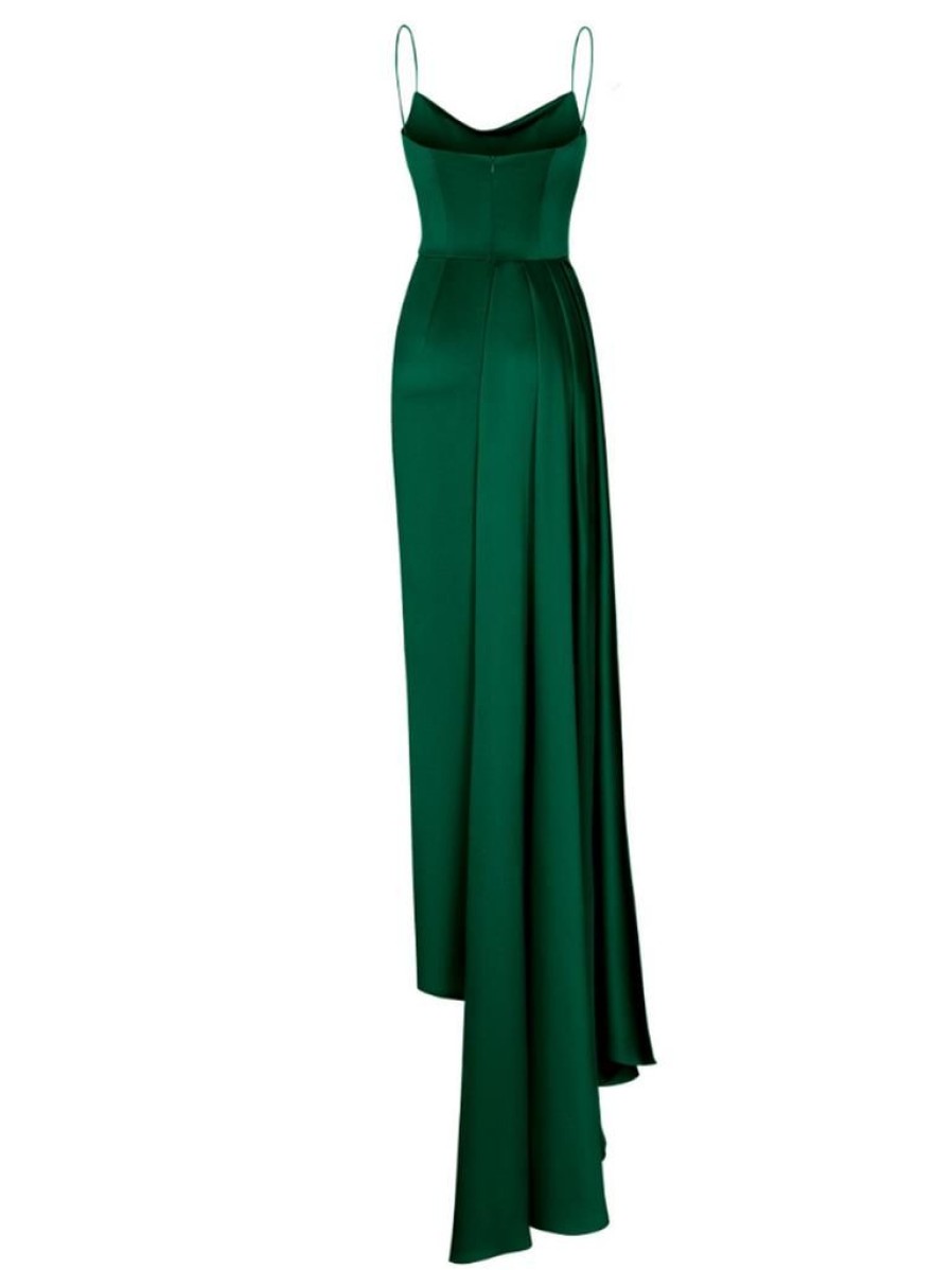 Clothing Retro Stage | 1930S Spaghetti Strap Solid Long Slit Dress