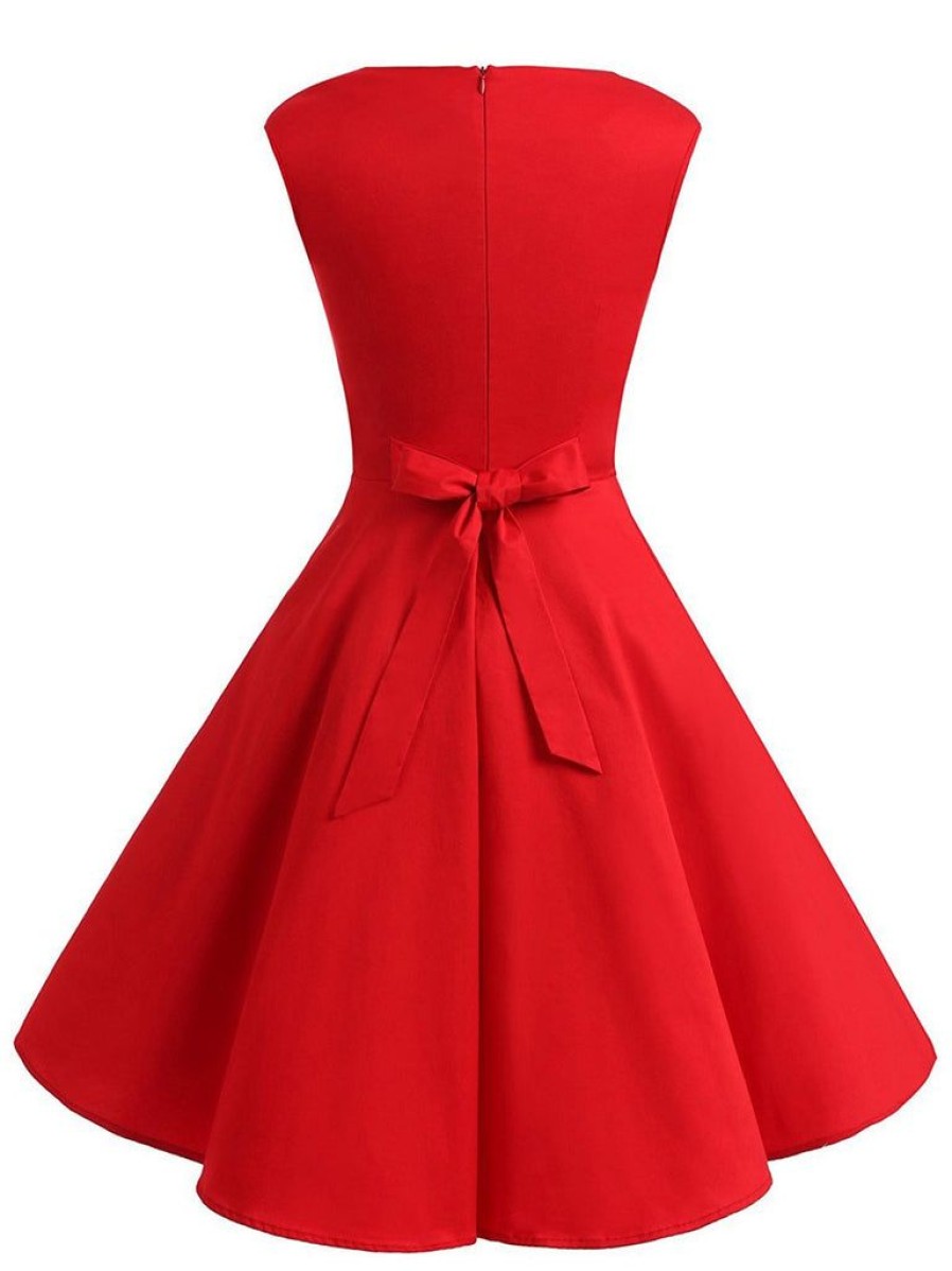 Clothing Retro Stage | 1950S Sweetheart Swing Dress Red