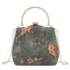 Accessories Retro Stage | Blue Retro Embroidery Square Handbag