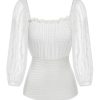 Clothing Retro Stage | 1950S Retro Puff Sleeve Swimsuit White