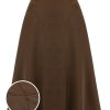 Clothing Retro Stage | 1940S High Waist Solid Skirt Coffee