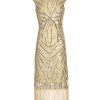 Clothing Retro Stage | 1920S Sequin Flapper Gatsby Dress Apricot