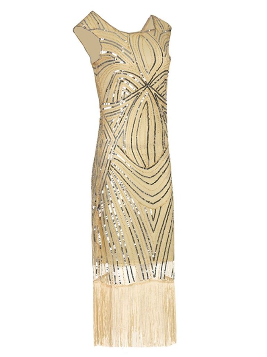 Clothing Retro Stage | 1920S Sequin Flapper Gatsby Dress Apricot