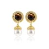 Accessories Retro Stage | Dark Brown Retro Round Pearl Earrings