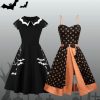 Clothing Retro Stage | [Plus Size] 1950S Bat Swing Dress Black