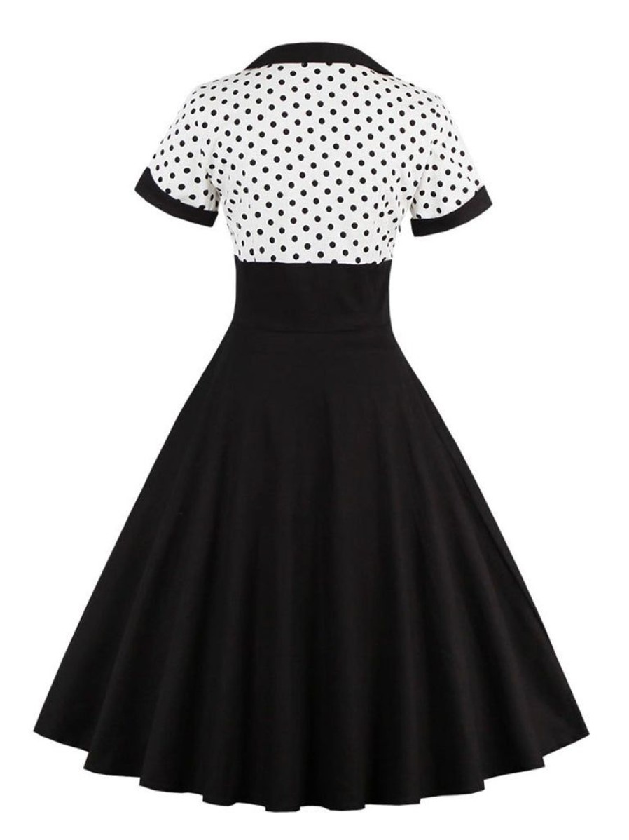 Clothing Retro Stage | 1950S Polka Dot Patchwork Swing Dress