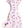 Clothing Retro Stage | 1940S Petunia Lapel Dress Purple