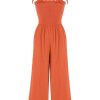 Clothing Retro Stage | 1930S Solid Tie-Up Strap Jumpsuit Orange