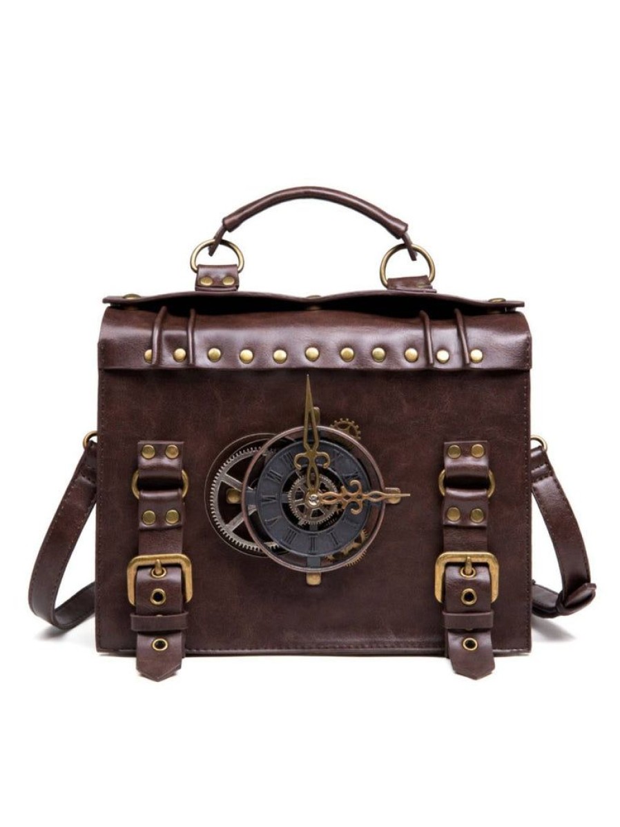 Accessories Retro Stage | Brown Halloween Clock Decoration Bag