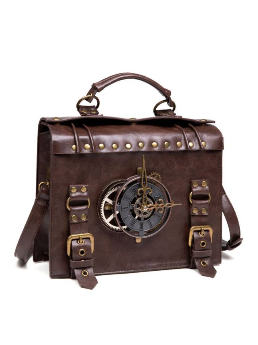 Accessories Retro Stage | Brown Halloween Clock Decoration Bag