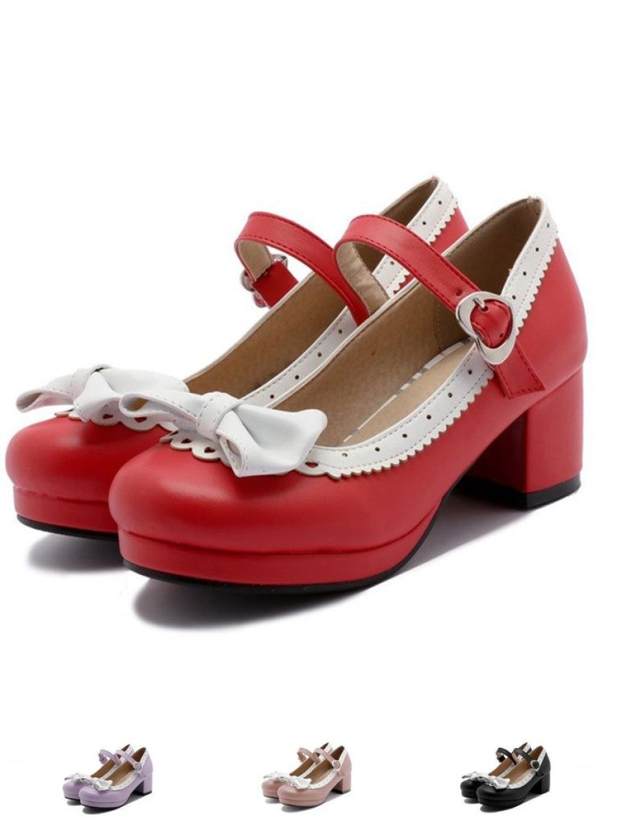 Shoes Retro Stage | Retro Bow Non-Slip High Heel Shoes